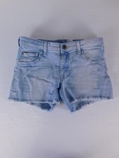 H M Shorts Kids 11-12 Years Blue Cut-Off Denim Distressed Frayed Hem Zip Casual