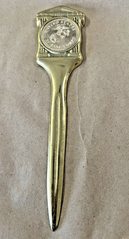 Virginia Metal Crafters United Marine Corps Brass Letter Opener 1966