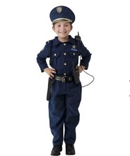 Dress Up Toddler Police Officer Costume Cop Uniform Set w/Accessories Sz 3-4