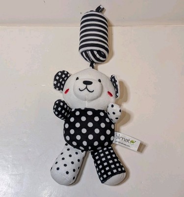 Rolimate Sensory Baby Black White Plush Bear Chime Rattle Crinkle Hang Toy B2
