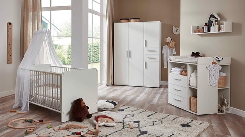Babyzimmer Komplettset ALIYA 6 weiß, 6-tlg. Kinderzimmer Babymöbel Kindermöbel