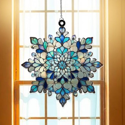 Winter Snowflake Acrylic Suncatcher Window Hanging-Frosty Sun Catcher Decor