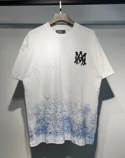 Amiri Men's White T-Shirt Paint Drip Design