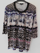 Long Shirt wenig Strass schwarz weiß blau Gr. 42 / 44 - Neuwertig