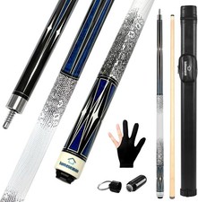 Pool Cue Stick 58" Billiard Cue Sticks 3D Printed Grip Professional Low Deflecti