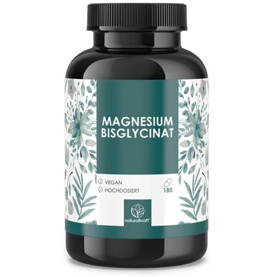 NATURALKRAFT – KRAFT DER NATUR Magnesium Bisglycinat Kapseln 2400 mg hochdosiert 180 Kapseln - Vegan