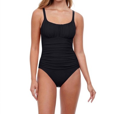 Profile By Gottex Shirred One Piece Swimsuit Tutti Frutti Black