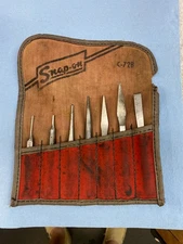 Snap-On (Blue Point) C-72B  Mini Punch & Chisel Set In Red Roll Kit Bag