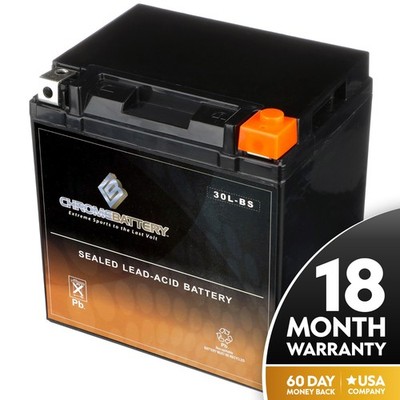 Chrome Battery YTX30L-BS Maintenance Free Sealed AGM Motorcycle Battery