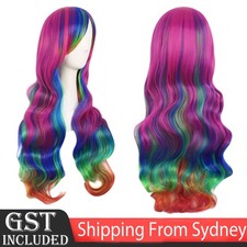 70cm Hair Lolita Wig Women Long Rainbow Wavy Curly Cosplay Wig Party Costume Wig