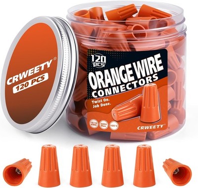 120 Pcs Orange Wire Connectors Nuts, 18 16 AWG Electrical Wire C Color: Orange
