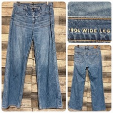 American Eagle 90  s Wide Leg Jeans Women  s 6 Blue Lightweight Denim Inseam 29 