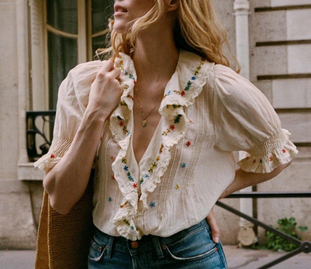 Women Doen Floral Ruffle Embellished Shirt Top | eBay