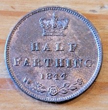 1844 Queen Victoria Half Farthing 1/8d coin - VF
