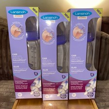 3 Lansinoh Glass Baby Bottle Medium flow 240ml 8oz BRAND NEW SEALED