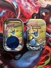 Pokemon TCG Empty Prismatic Evolutions Mini Tin Art Vaporeon Card & Coin Only