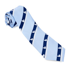 Mickey Mouse Disney Park 100% Silk Tie Striped Blue Icon Mens Stripe Necktie NWT