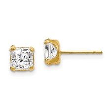 14k Yellow Gold Madi K 5mm Square CZ Post Earrings