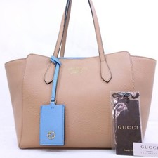 GUCCI Borsa tote in pelle tracolla beige azzurro 354408 autentica