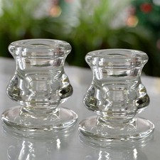 Glass Candle Holders Set Dinner Taper Candles Dinning Home Decor Gift Table