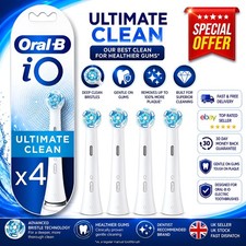 Oral-B iO Ultimate Clean Replacement Toothbrush White Heads Electric Pack of 4