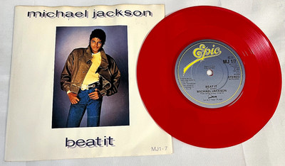MICHAEL JACKSON - Beat It / Burn This Disco Out 45 RPM UK Red Vinyl 1983 MJ1-7