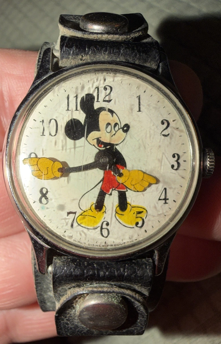 ディズニー　グーフィー&ミッキー時計ヴィンテージ プロダクション時代ムチャチャ Mickey Mouse Watch Walt Disney Productions Indiana Disney Watches