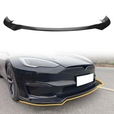 Front Bumper Lip Spoiler Compatible with 2021-2025 Tesla Model S PP Gloss Black