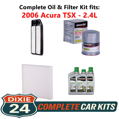 2006 Acura TSX 2.4L Complete Cabin, Air & Oil Filter Kit (5W-30)