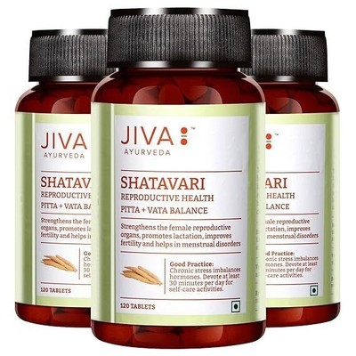 3x Jiva Ayurveda SHATAVARI Tabletten (120tab), Kräuter Ayurveda Frauen Wellness