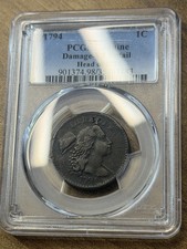1794 Flowing Hair Large Cent, PCGS VF Details Damaged. S-44 R2