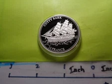 CUTTY SARK BRITISH CLIPPER SHIP BOAT 10 FRANCS 2001 CONGO 999 SILVER COIN A6 