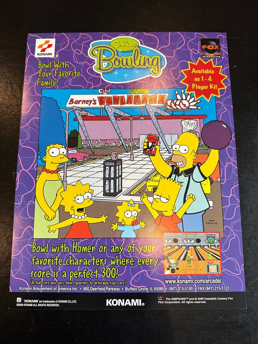 KONAMI SIMPSONS BOWLING Arcade flyer/brochure NOS original | eBay
