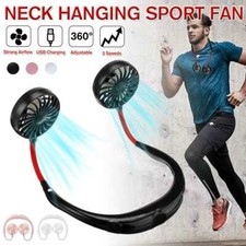 Lazy Neck Hanging Dual Mini Cooling Fan Sports Rest Portable USB Rechargeable