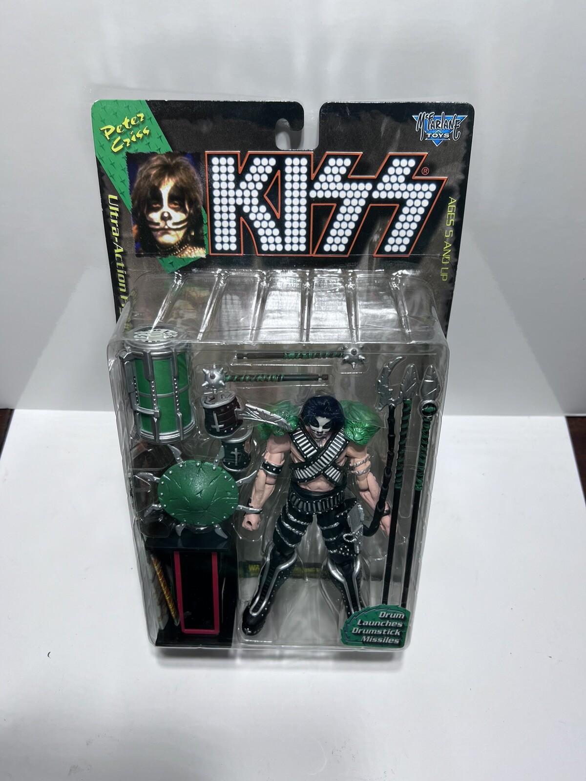Kiss Peter Criss McFarlane Ultra-Action Figure Drums Launches Drumstick Missiles