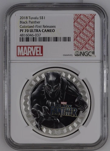 2018 Tuvalu Black Panther Colorized 1st Release 1 oz Silver NGC PF70 Ultra Cameo