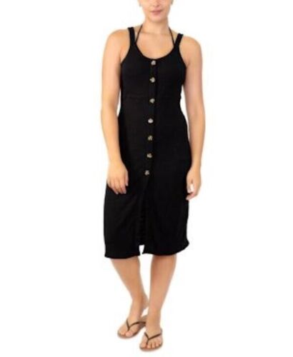 Miken Swimsuit Cover Up Dress Juniors XS Black Adjustable Button Front NEW