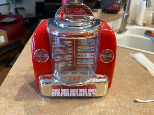 Vintage Coca Cola Musical Coin Bank 6” Tall Die Cast Tabletop Jukebox 1996