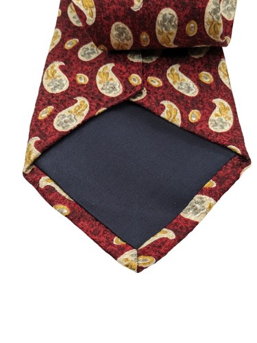 Corbata para hombre Jason Roberts 100 % seda vintage estampado cachemir rojo multicolor - Imagen 3 de 5