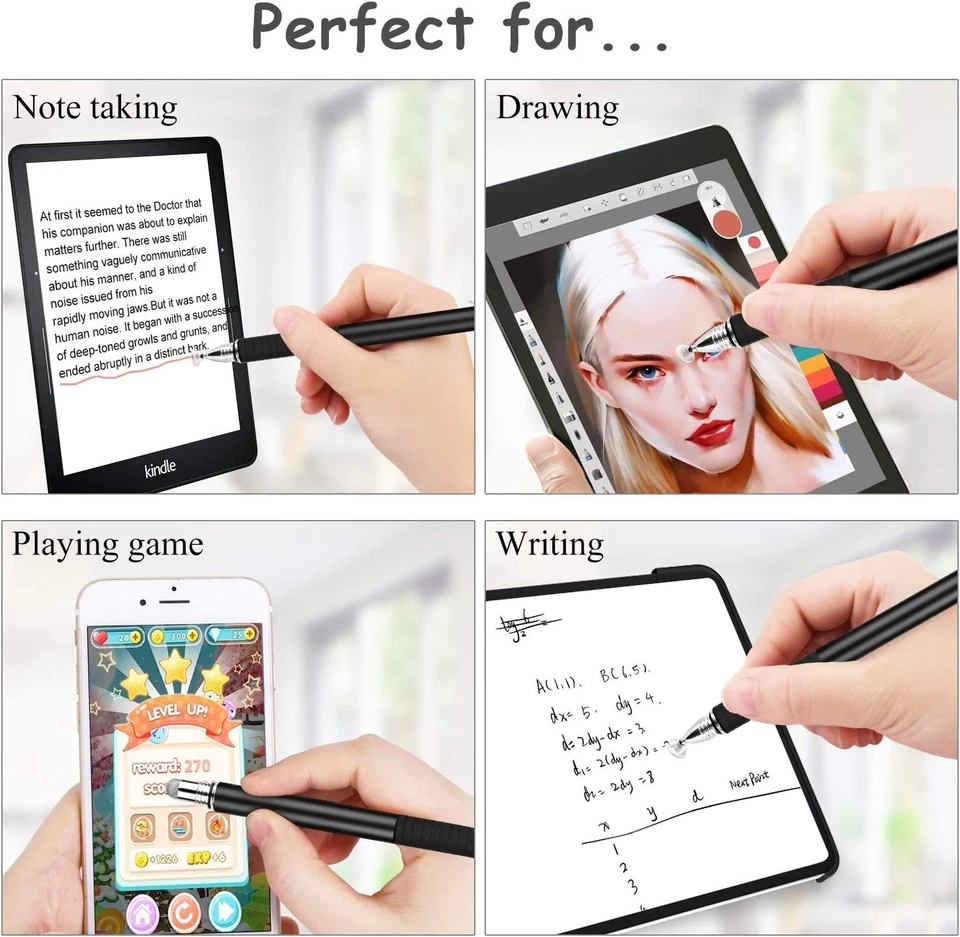 3PC Universal Stylus, 2 in 1 Precision Series Disc Stylus Touch Screen Pen Black - Image 4 of 4