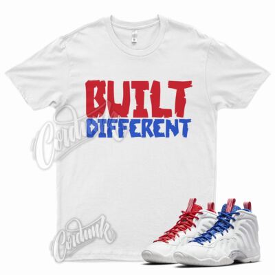 White BUILT Shirt for N Little Posite Foamposite Royal Blue University Red 