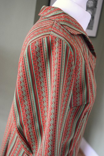 VINTAGE HANDMADE ethnic boho hippie green red striped tunic dress top SIZE M - Picture 11 of 12