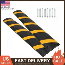 2 Pack 6Ft Rubber Speed Bump 2 Channel 25000 LBS Load Heavy Duty Speed Hump
