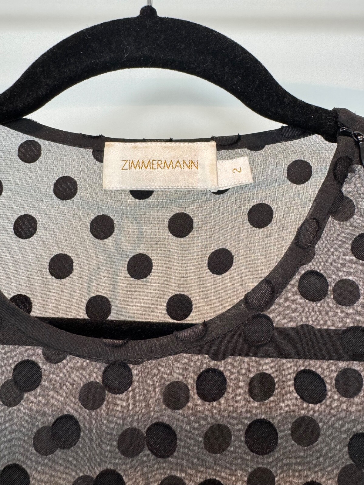 Zimmermann Black Dress Sheer, Ruffles, Polkadots, Size 2