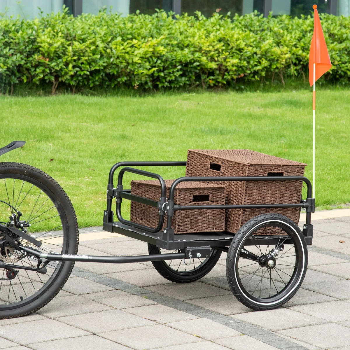 Bike Cargo Trailer Bike Wagon Bicycle Trailer with Suspension, 16'' Big  Wheels