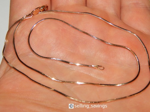 14K YELLOW GOLD ITALIAN 1 MM SNAKE CHAIN DIAMOND CUT NECKLACE 18.25 INCHES LONG - Picture 4 of 7