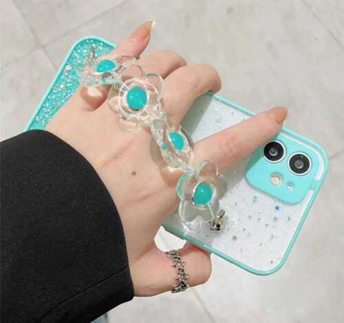 Glitter shockproof iphone Case 11 13 12 Pro 11 Pro Max SE 8 7+ with Wrist strap - Picture 4 of 19