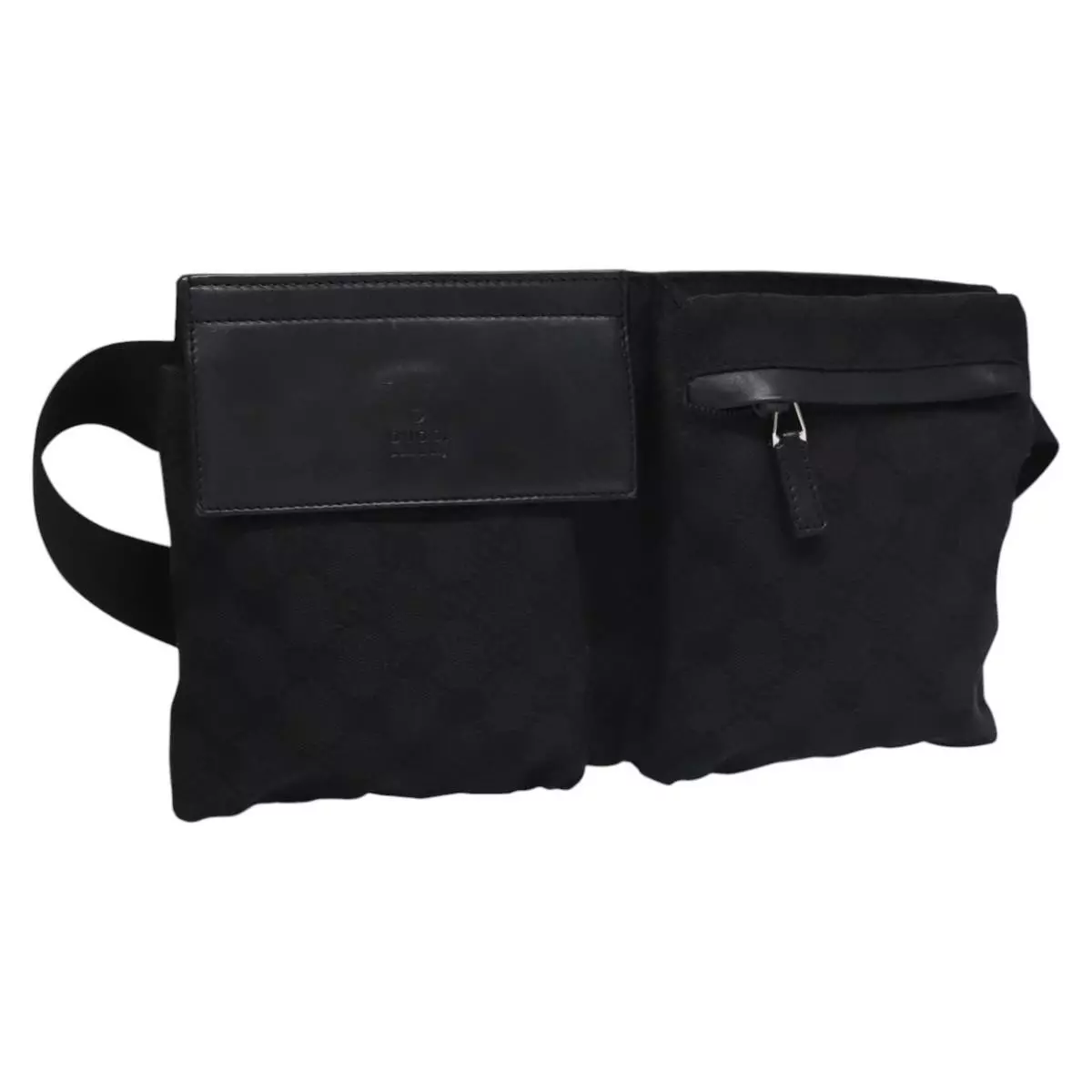 Sac taille toile GUCCI GG noir argent 28566 authentique EC217