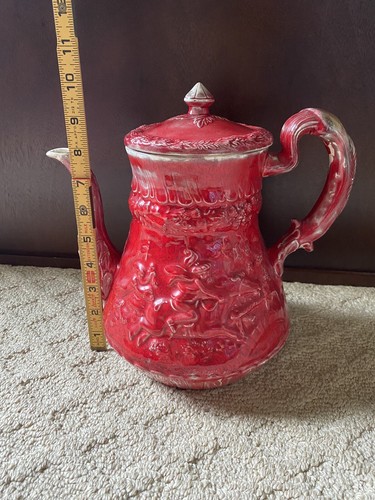 Antigua Tetera Roja Caza de Brujas o Taberna Pelea Hermosa Usada en Excelente Condición - Imagen 12 de 12