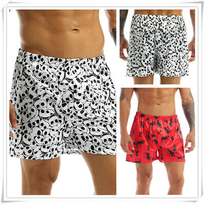 Men Silk Shorts Satin Lounge Trunks Beachwear Boxer Short Pant Pajamas Sleepwear